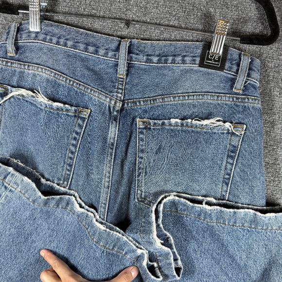 C/E By Current Elliott Extra Wide Leg Jeans Mid Wash Distressed Size 30x27 #1388 - Picture 5 of 11